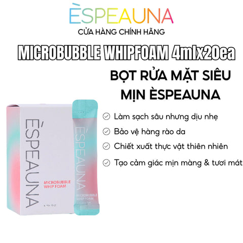 Espeauna Bọt Rửa Mặt Siêu Mịn Microbubble Whip Foam 4ml x 20 gói