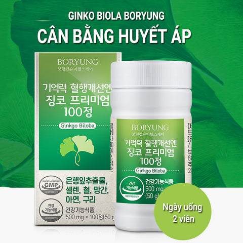 [Boryung] Viên Cải Thiện Trí Nhớ Và Tuần Hoàn Máu Ginkgo Premium 100