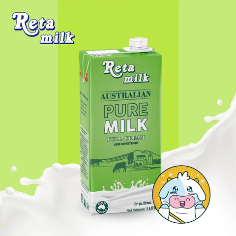 [Reta Milk] Sữa Tươi Úc Tiệt Trùng Ít Đường 1000ml